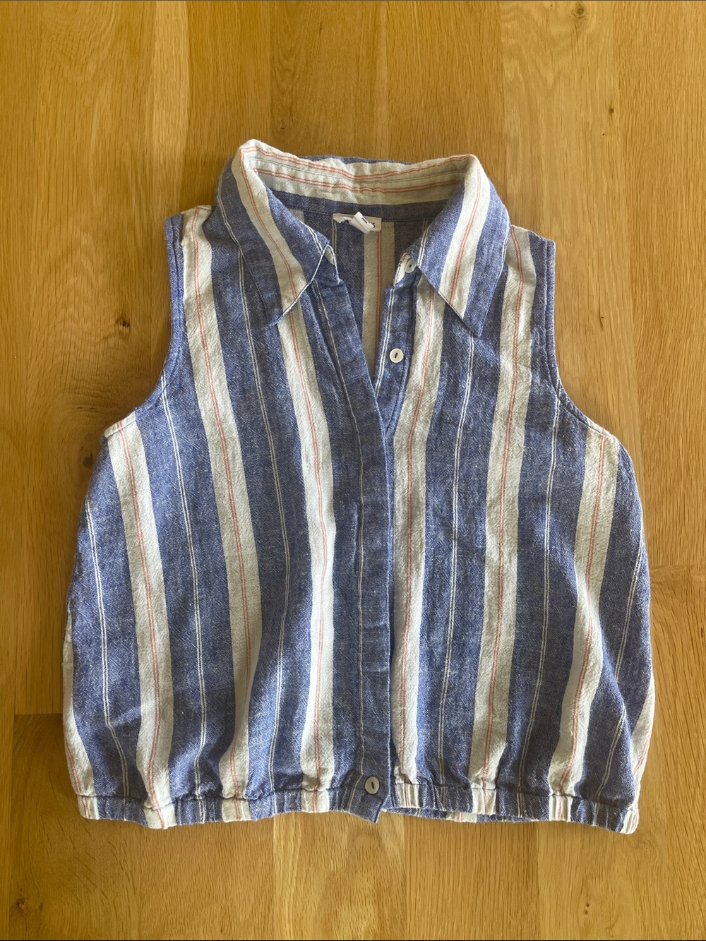 TRIBAL JEANS Sleeveless Striped Button-Front Women stripe Top - Blue & White